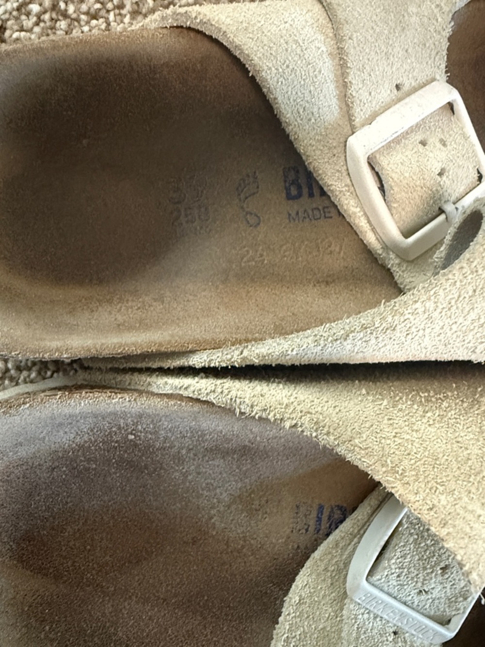 Birkenstock Arizona Beige Suede Two-Strap Sandals with Buckles - Picture 4 of 5
